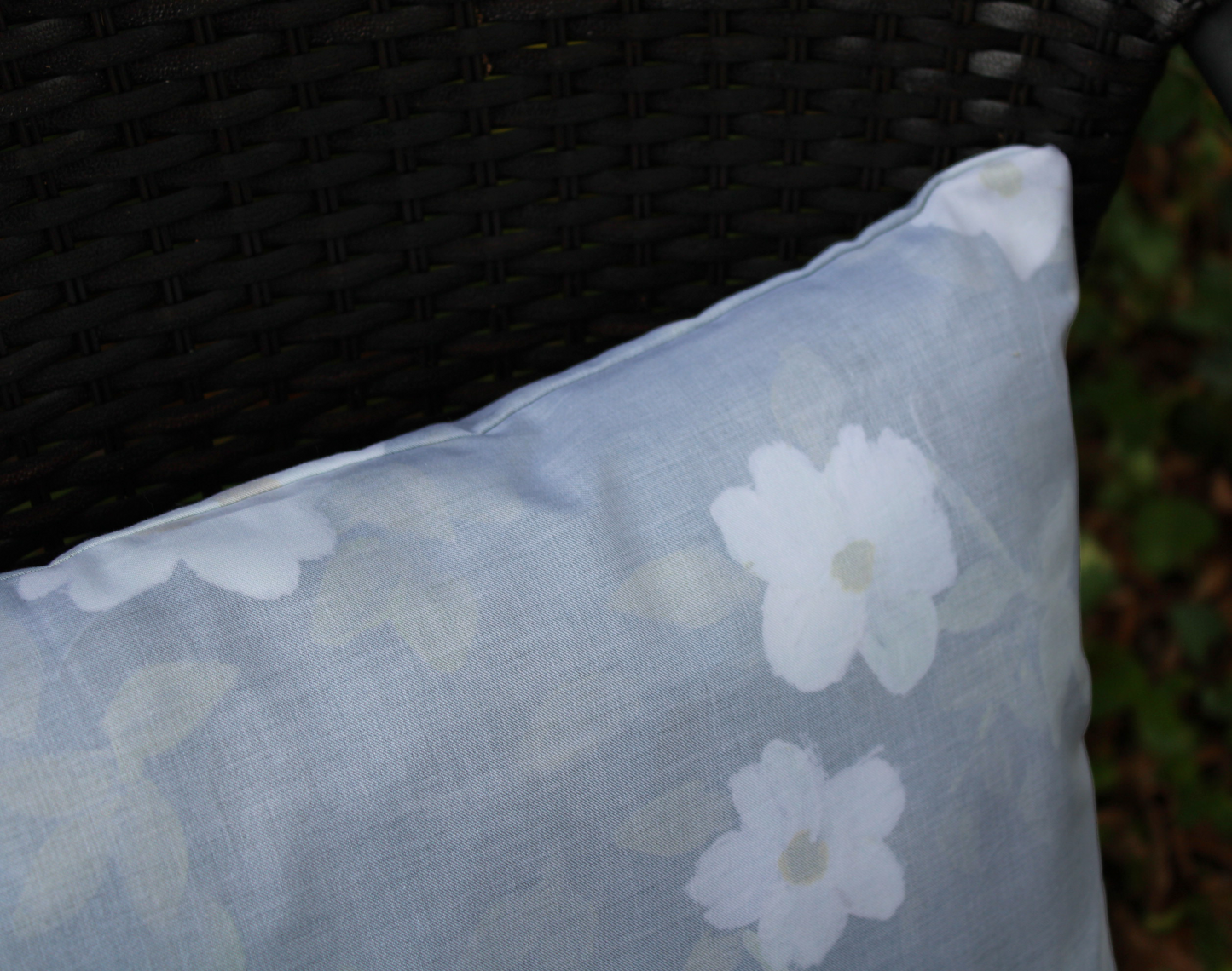 Grey Floral Organic Cotton Throw Pillow Cover