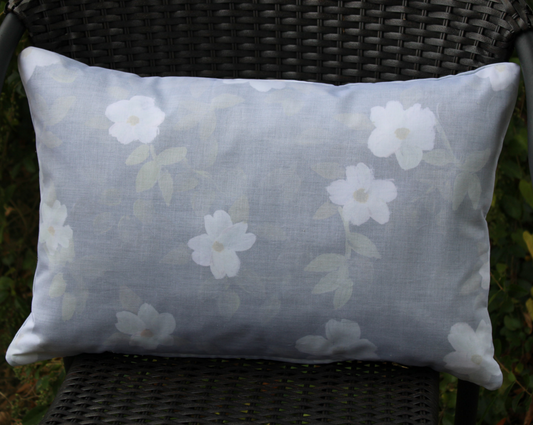 Grey Floral Organic Cotton Throw Pillow Cover